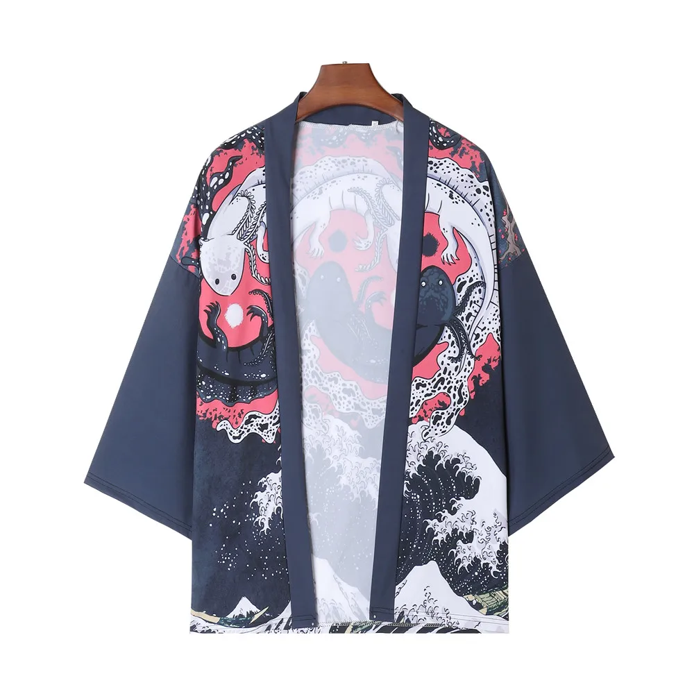Japanese Style Cartoon Printed Kimono Yukata Female Men Asian Clothes Women Traditional Haori Samurai Cardigan Shirt 
Japanese Style Cartoon Printed Kimono Yukata Female Men Asian Clothes Women Traditional Haori Samurai Cardigan Shirt