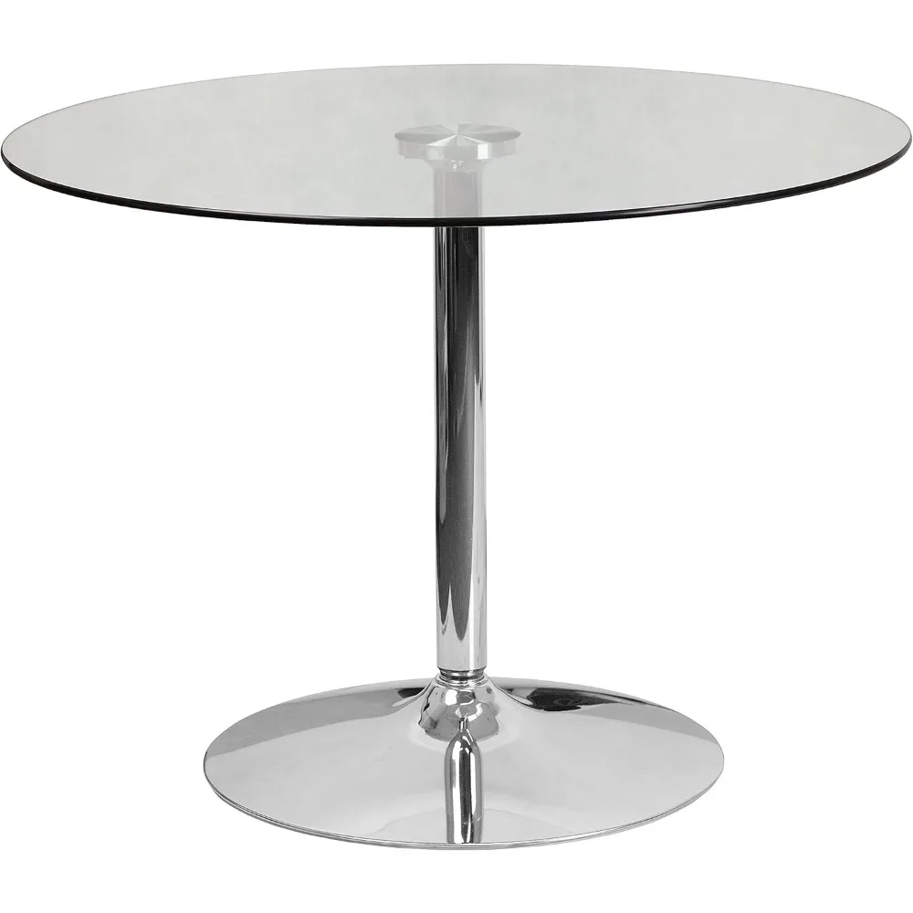 Hills 39.25'' Round Glass Dining Table with 29''H Chrome Base, Decorative Narrow Round Tempered Glass Cocktail Table, Clear/Sil
Hills 39.25'' Round Glass Dining Table with 29''H Chrome Base, Decorative Narrow Round Tempered Glass Cocktail Table, Clear/Sil