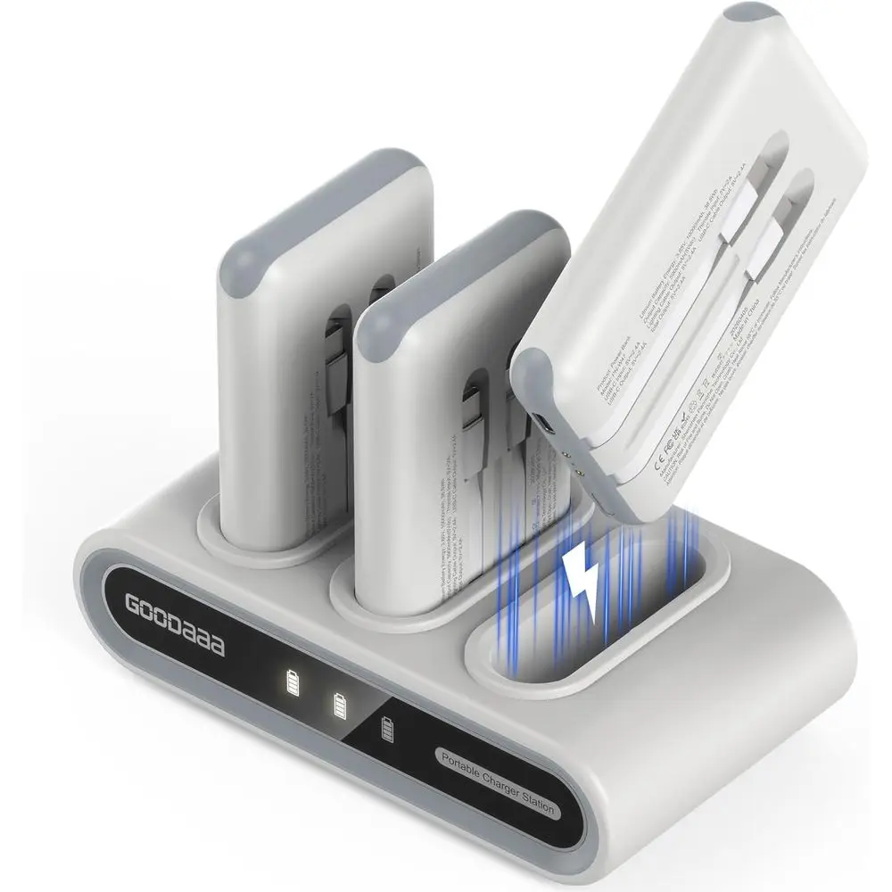 Compact 3-Unit 10000mAh Power Bank with Built-In Cables, 3 Ports, DIY Sticker Set for Mobile Devices and Home/Office Charging
Compact 3-Unit 10000mAh Power Bank with Built-In Cables, 3 Ports, DIY Sticker Set for Mobile Devices and Home/Office Charging