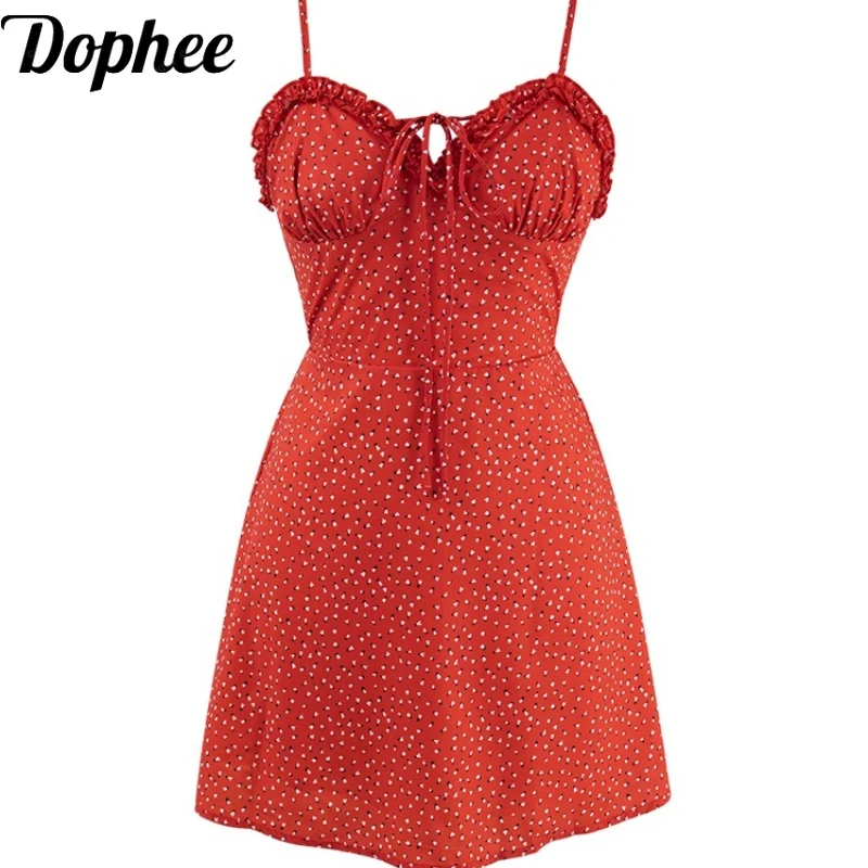 Dophee Fashion Lady Red Polka-dot Dress Sexy Spice Girl Suspender Floral Dress Summer 2025 New Women Sleeveless A-line Dresses
Dophee Fashion Lady Red Polka-dot Dress Sexy Spice Girl Suspender Floral Dress Summer 2025 New Women Sleeveless A-line Dresses