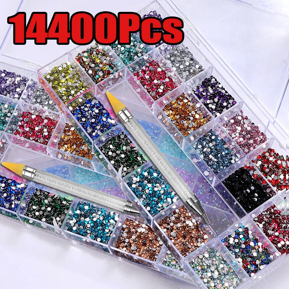 14400Pcs Colorful Mini Round Crystal RhinestonesMixed-Size SS6-SS20 Nail Glitter Diamond With Double-Head Pick Pen Boxed Crystal
14400Pcs Colorful Mini Round Crystal RhinestonesMixed-Size SS6-SS20 Nail Glitter Diamond With Double-Head Pick Pen Boxed Crystal