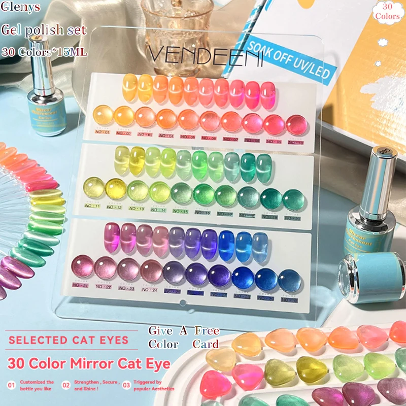 Glenys 30 color cat's eye series nail polish gel net red popular immersion gel color matching card nail salon varnish set 15ml
Glenys 30 color cat's eye series nail polish gel net red popular immersion gel color matching card nail salon varnish set 15ml