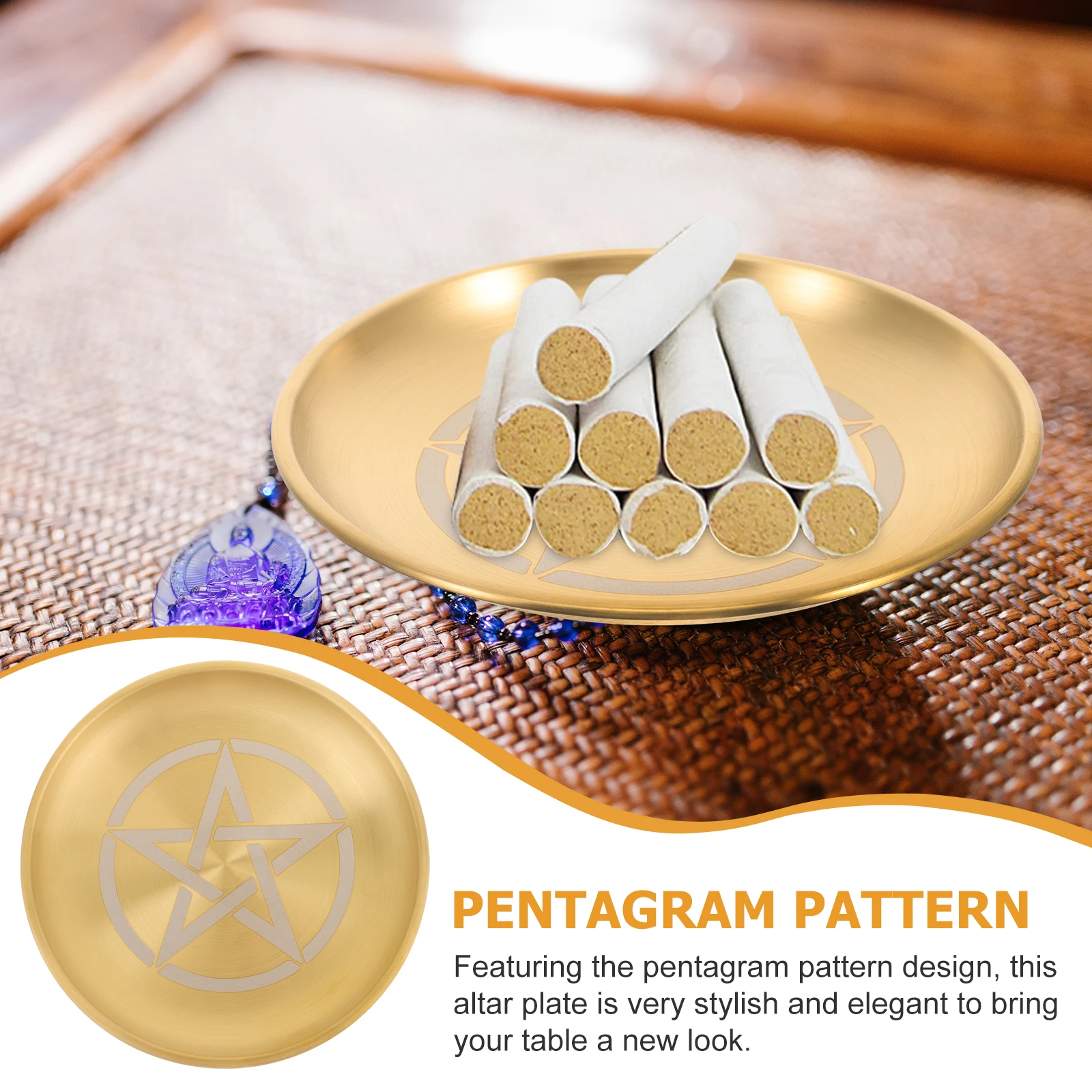 Pentagram Plate Gold Pentacle Tray Holder Golden Stainless Steel Decorative Storage Display Round Metal
Pentagram Plate Gold Pentacle Tray Holder Golden Stainless Steel Decorative Storage Display Round Metal