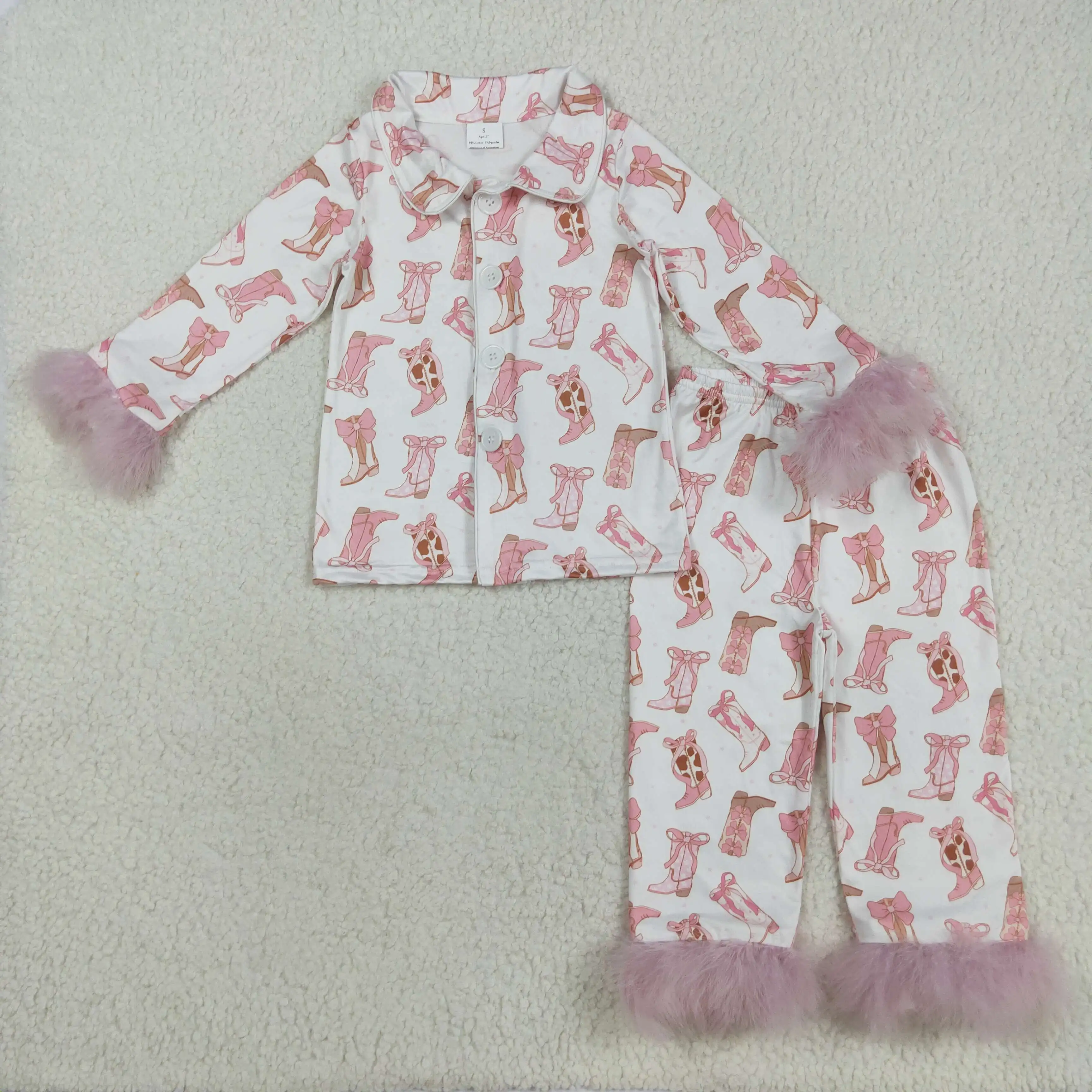 Baby Girls Pink Plaid Button Top Pant Pajamas Set with Fur Sleeves Bows And Long Boots Cute Baby Sleepwear
Baby Girls Pink Plaid Button Top Pant Pajamas Set with Fur Sleeves Bows And Long Boots Cute Baby Sleepwear