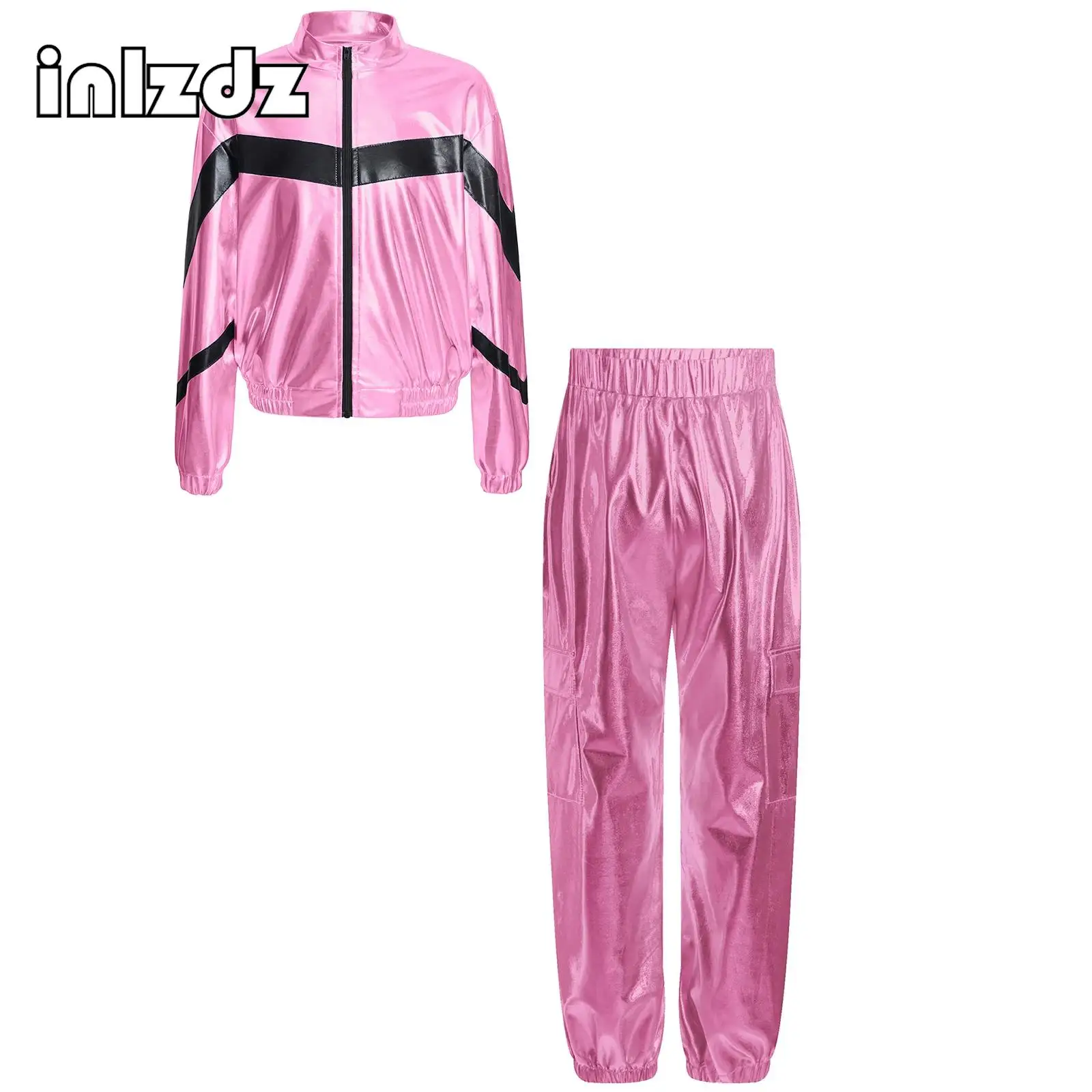 Kids Girls Jazz Dance Long Sleeve Jacket Set Stand Collar with Metallic Pants Hip-Hop Street Dance Competition Costume Suits
Kids Girls Jazz Dance Long Sleeve Jacket Set Stand Collar with Metallic Pants Hip-Hop Street Dance Competition Costume Suits