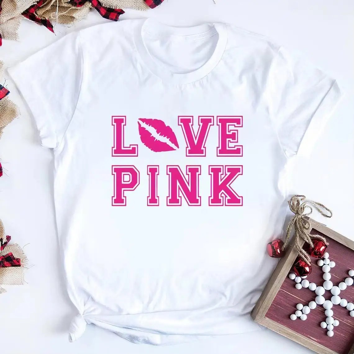 Summer tops Women's Harajuku shirts Loose tops for women PINK Love graphic T-shirts Pink love shirts
Summer tops Women's Harajuku shirts Loose tops for women PINK Love graphic T-shirts Pink love shirts