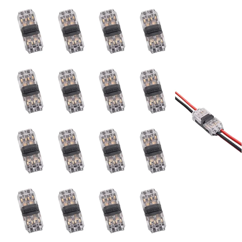 16Pcs Low Voltage Wire Connectors Solderless No Wire Stripping Cutting 2 Way 2 Pin Led Connector Fits 24-20 AWG
16Pcs Low Voltage Wire Connectors Solderless No Wire Stripping Cutting 2 Way 2 Pin Led Connector Fits 24-20 AWG