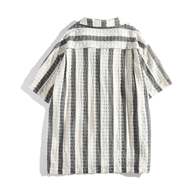 Men's Summer Streetwear Retro Cuban Collar Crocheted Hollow Striped Short Sleeve Loose Casual Button Shirt Blouses
Men's Summer Streetwear Retro Cuban Collar Crocheted Hollow Striped Short Sleeve Loose Casual Button Shirt Blouses