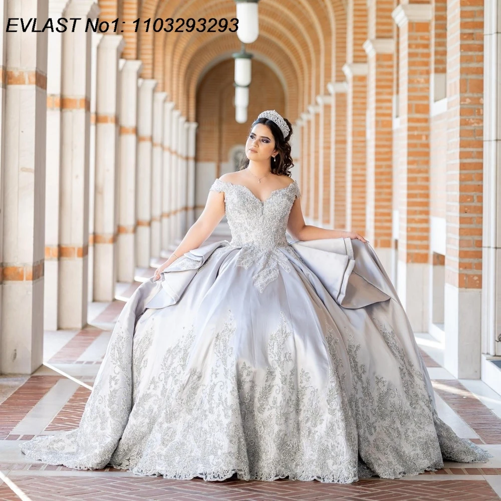 EVLAST Customized Silver Ball Gown Quinceanera Dress Lace Applique Beading Tiered Corset Sweet 16 Vestidos De 15 Anos E1Q731
EVLAST Customized Silver Ball Gown Quinceanera Dress Lace Applique Beading Tiered Corset Sweet 16 Vestidos De 15 Anos E1Q731