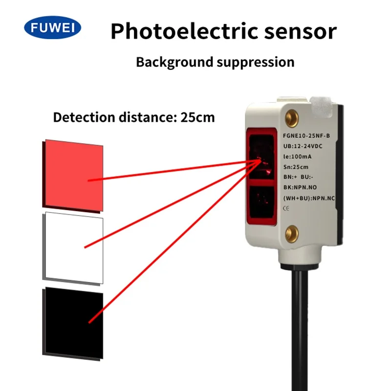 FGNE10-25NF-B IP67 Background Suppression FGS and BGS Switchable Universal Housing Photoelectric Sensor
FGNE10-25NF-B IP67 Background Suppression FGS and BGS Switchable Universal Housing Photoelectric Sensor