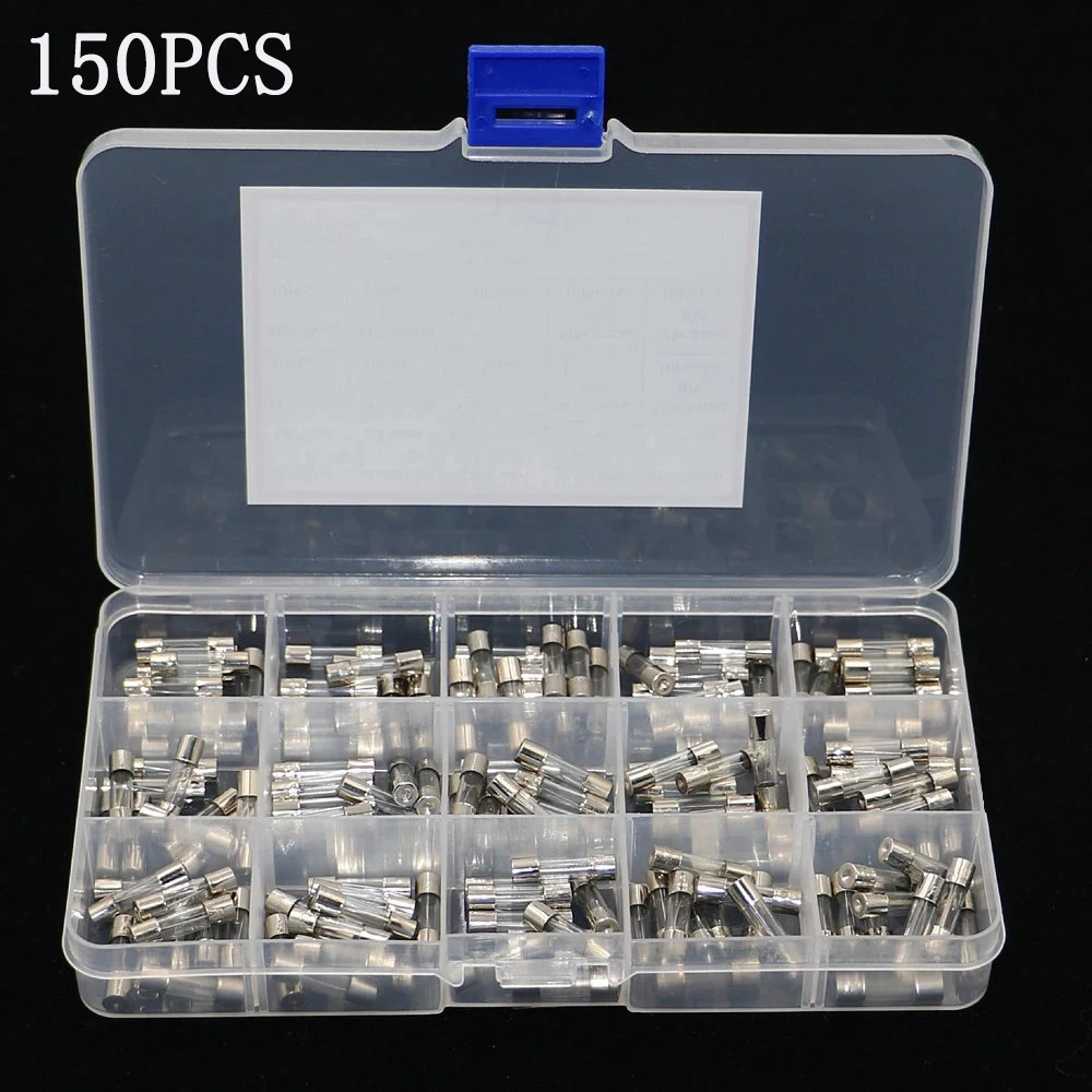 150Pcs 15 Kinds Fast-blow Glass Tube Fuses Car Glass Tube Fuses Assorted Kit 0.1A-30A 5X20mm Household Fuses with Box
150Pcs 15 Kinds Fast-blow Glass Tube Fuses Car Glass Tube Fuses Assorted Kit 0.1A-30A 5X20mm Household Fuses with Box