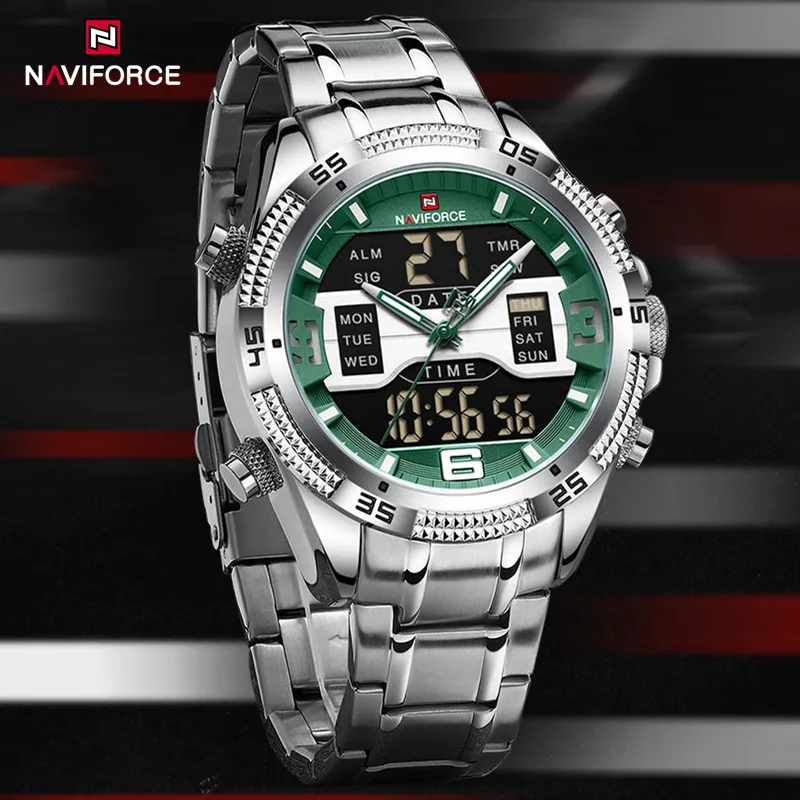 NAVIFORCE Men Digital Quartz Watches Fashion Stainless Steel Band LCD Waterproof Sport Wristwatches Male Relogio Masculino 2023
NAVIFORCE Men Digital Quartz Watches Fashion Stainless Steel Band LCD Waterproof Sport Wristwatches Male Relogio Masculino 2023
