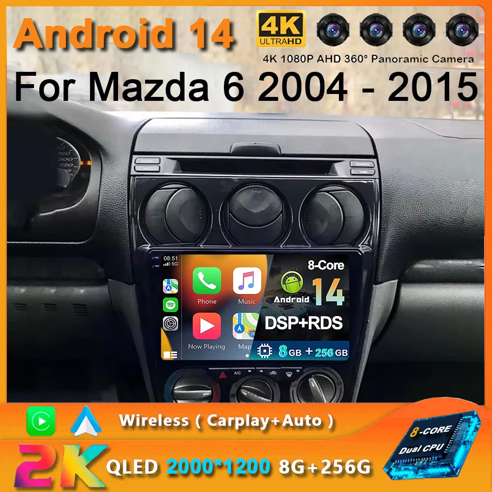 Беспроводной автомобильный радиоприемник Carplay Android 14 для Mazda 6 2004 2007-2015 Мультимедийный видеоплеер GPS Navi Bluetooth FM Авторадио
Беспроводной автомобильный радиоприемник Carplay Android 14 для Mazda 6 2004 2007-2015 Мультимедийный видеоплеер GPS Navi Bluetooth FM Авторадио