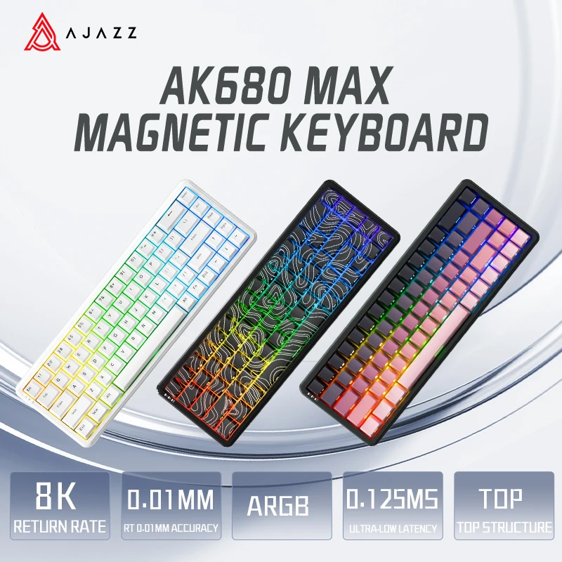 Механическая клавиатура AJAZZ AK680 MAX, магнитный переключатель, 65% игровая клавиатура, быстрый триггер, 0,01 мм, 8K ARGB HE/TMR, индивидуальная клавиатура
Механическая клавиатура AJAZZ AK680 MAX, магнитный переключатель, 65% игровая клавиатура, быстрый триггер, 0,01 мм, 8K ARGB HE/TMR, индивидуальная клавиатура