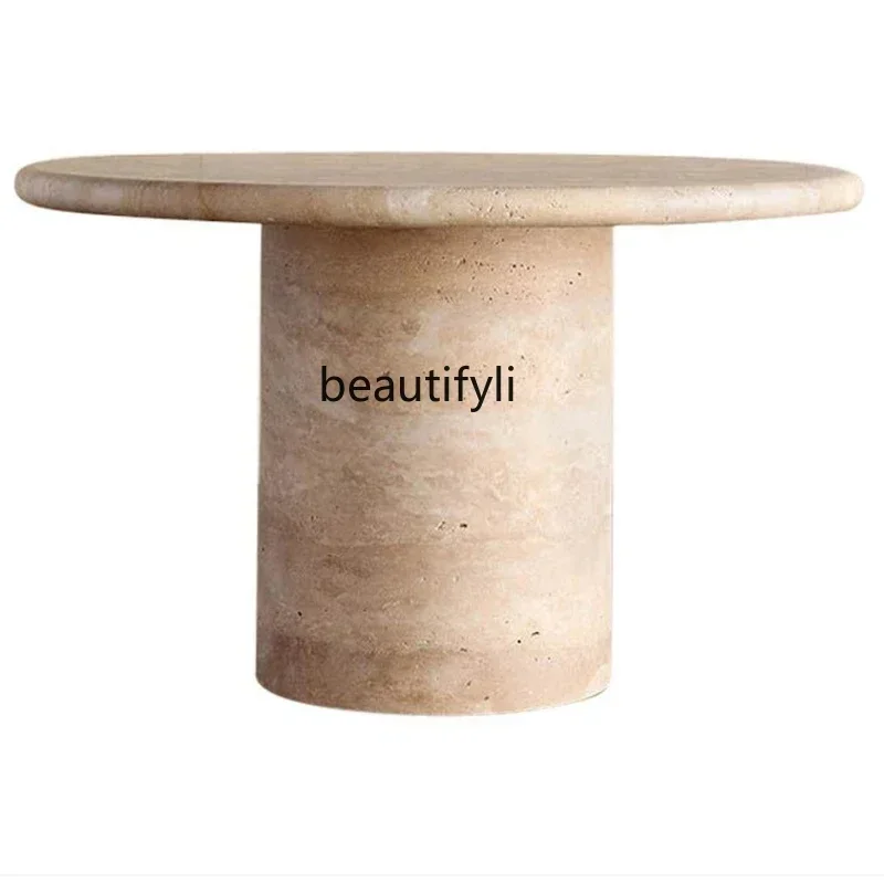 xzzItalian natural travertine round dining table villa hotel simple model room, travertine coffee table Y16
xzzItalian natural travertine round dining table villa hotel simple model room, travertine coffee table Y16
