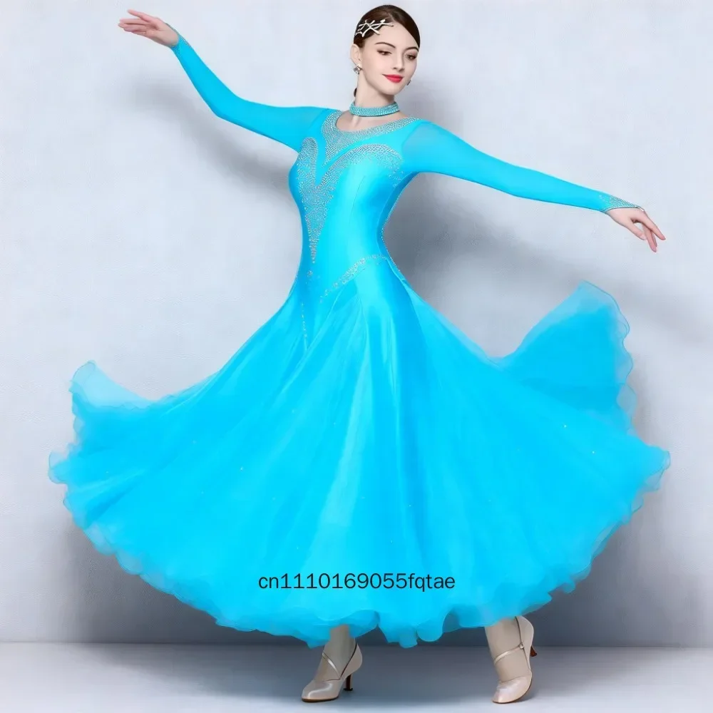 Female Modern Dance Dress Latin Dance Gown Ballroom Dance Costumes Pearl Inlay Diamond Accent Waltz Performance Competiti Dress
Female Modern Dance Dress Latin Dance Gown Ballroom Dance Costumes Pearl Inlay Diamond Accent Waltz Performance Competiti Dress