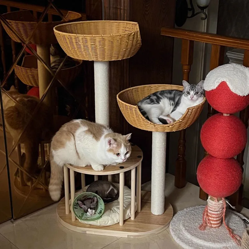 Solid Wood Cat Climbing Frame Double Cat Nest Deepen Scratchers Cat Tree Scratching Board Trunk Kitten Frame Pet Furniture
Solid Wood Cat Climbing Frame Double Cat Nest Deepen Scratchers Cat Tree Scratching Board Trunk Kitten Frame Pet Furniture