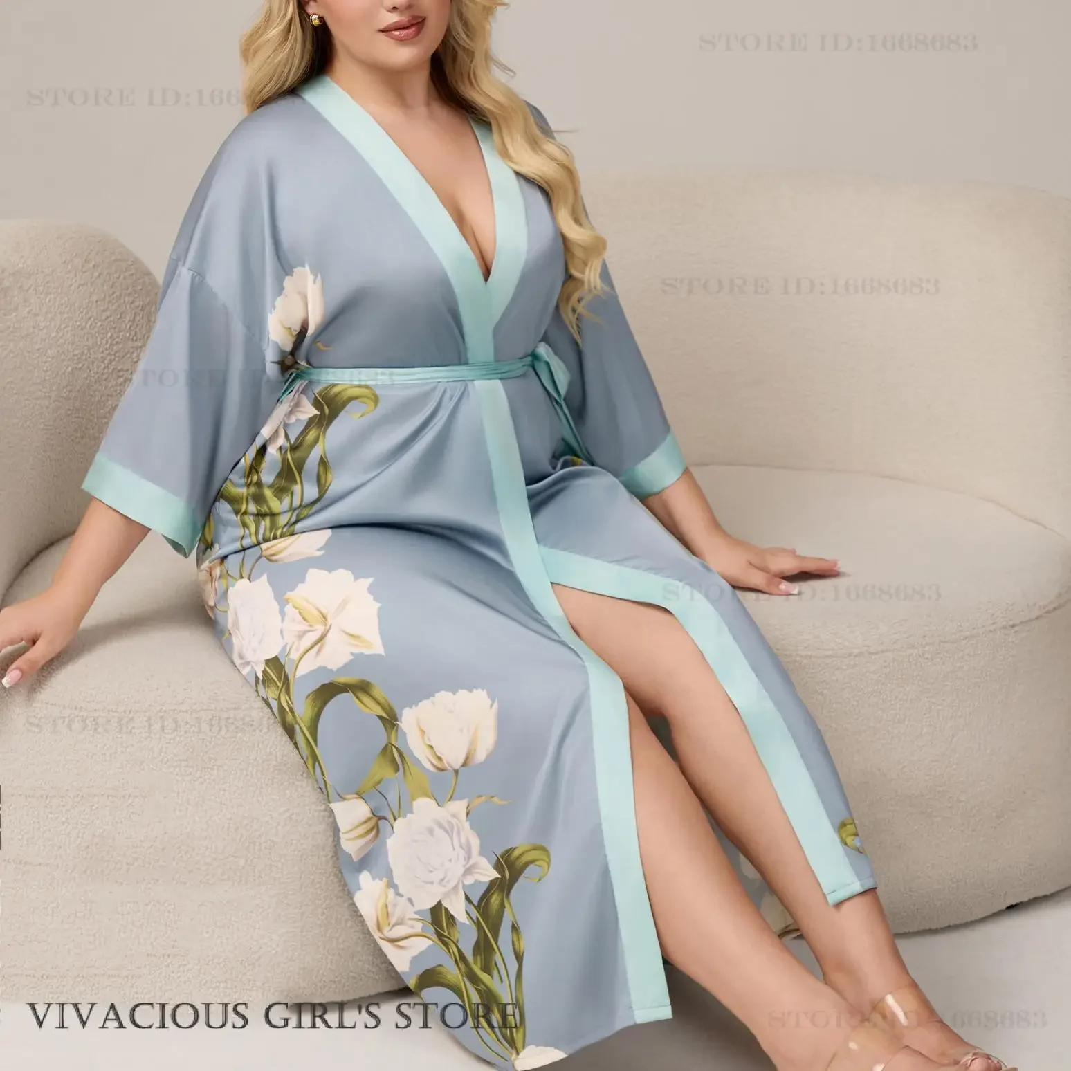 Big Size Print Flower Female Long Robe Hlaf Sleeve Kimono Gown Home Dress Spring Summer Bathrobe Sleepwear Sexy Satin Loungewear
Big Size Print Flower Female Long Robe Hlaf Sleeve Kimono Gown Home Dress Spring Summer Bathrobe Sleepwear Sexy Satin Loungewear