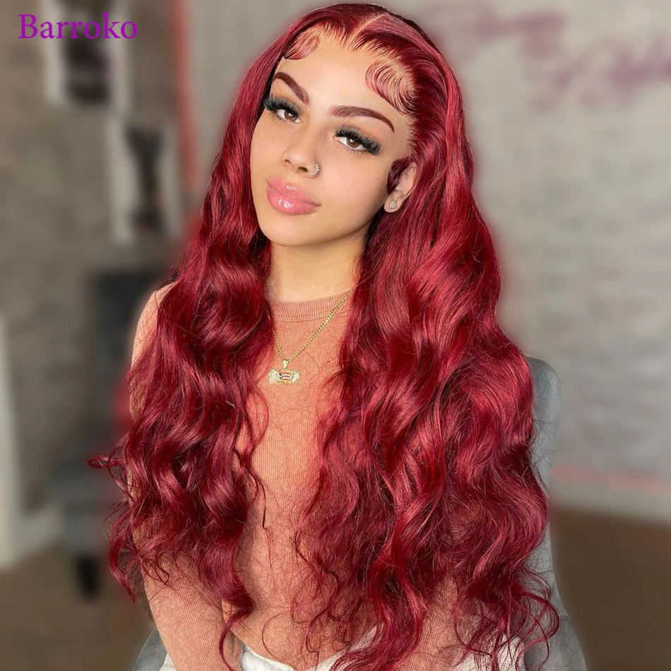 Barroko Body Wave Wigs 99J Red Colored 14-34 Inch Pre Plucked Human Hair Wigs 13x4 Transparent Lace Frontal Wig Brazilian Hair
Barroko Body Wave Wigs 99J Red Colored 14-34 Inch Pre Plucked Human Hair Wigs 13x4 Transparent Lace Frontal Wig Brazilian Hair