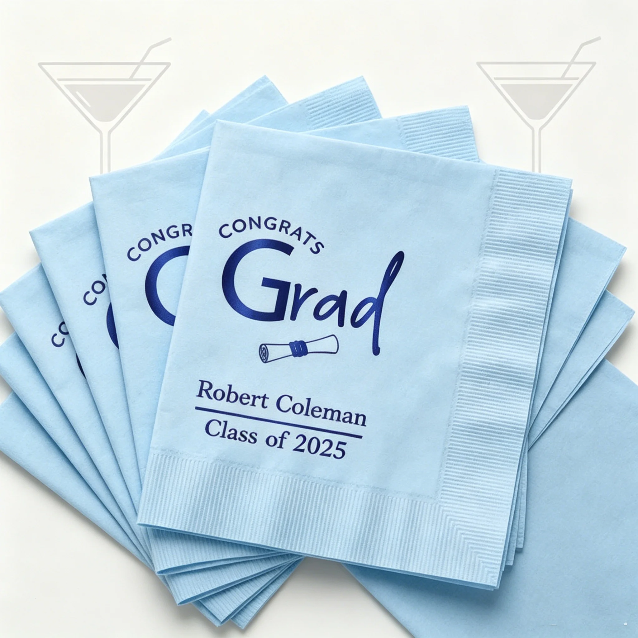 50pcs Custom "Congrats Grad" Graduation Cocktail Napkins, Personalized Name & Year Navy Foil Beverage Napkins with Diploma Desig
50pcs Custom "Congrats Grad" Graduation Cocktail Napkins, Personalized Name & Year Navy Foil Beverage Napkins with Diploma Desig