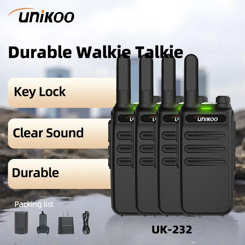 Unikoo UK232 4PCS PMR FRS Portable Handheld Walkie Talkie Type-C Licence-free NOAA Portable Two Way Ham Radio for Hunting
Unikoo UK232 4PCS PMR FRS Portable Handheld Walkie Talkie Type-C Licence-free NOAA Portable Two Way Ham Radio for Hunting