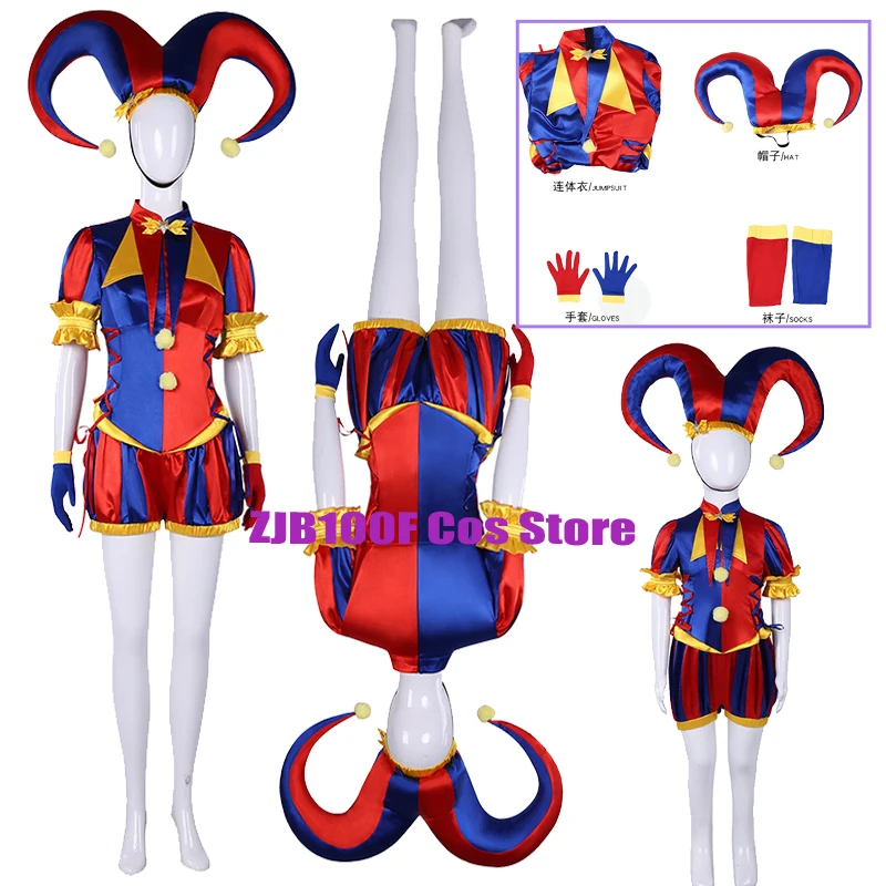 Clown Pomni Cosplay Anime The Amazing Digital Circus Costume Funny Droll Uniform Hat Set Halloween Party Play Outfit for Adult
Clown Pomni Cosplay Anime The Amazing Digital Circus Costume Funny Droll Uniform Hat Set Halloween Party Play Outfit for Adult