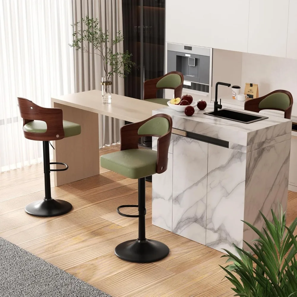 Swivel Bar Stools Set of 4 Seat Adjustable Height 24.5-33.5IN, Wooden Barstools PU Leather Upholstered Bar Chairs with Back & Fo
Swivel Bar Stools Set of 4 Seat Adjustable Height 24.5-33.5IN, Wooden Barstools PU Leather Upholstered Bar Chairs with Back & Fo