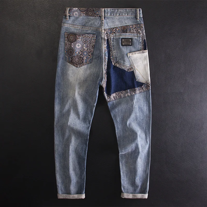 Patchwork Design Fashion Jeans for Men Slim Fit Stretch Ripped Personality Trendy Casual Street Denim Retro Pants
Patchwork Design Fashion Jeans for Men Slim Fit Stretch Ripped Personality Trendy Casual Street Denim Retro Pants
