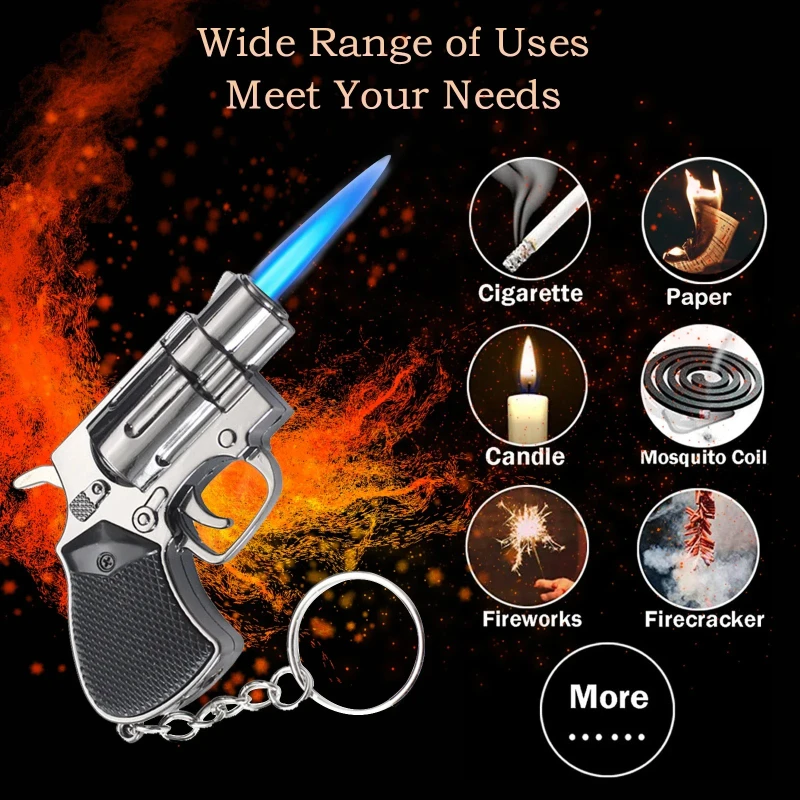New Pistol type gas cigar lighter Christmas gift jet flame outdoor windproof mini lighter adjustable flame refillable butane
New Pistol type gas cigar lighter Christmas gift jet flame outdoor windproof mini lighter adjustable flame refillable butane