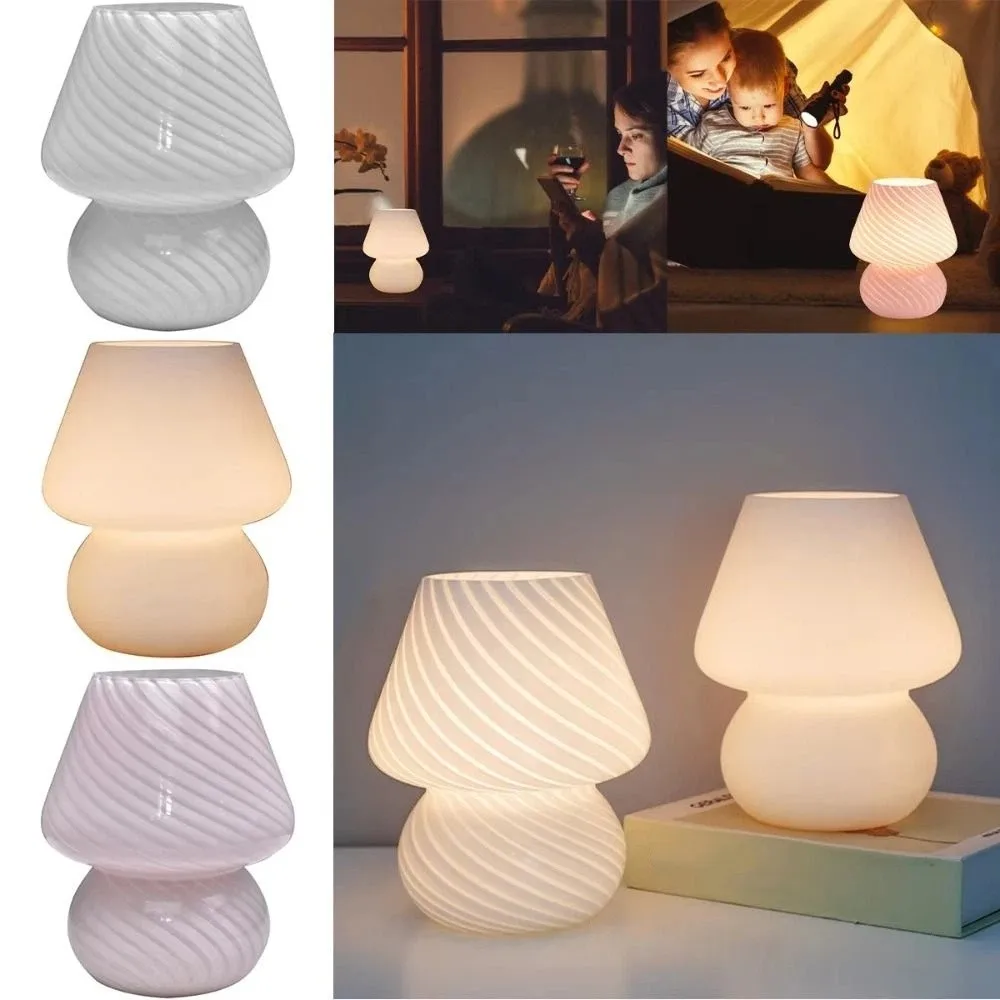 Desk Lamp Ins Style Mushroom LED Lamp Striped Mushroom Bedside Lamp Transparent Glass Night Lamp Nightlight for Baby
Desk Lamp Ins Style Mushroom LED Lamp Striped Mushroom Bedside Lamp Transparent Glass Night Lamp Nightlight for Baby