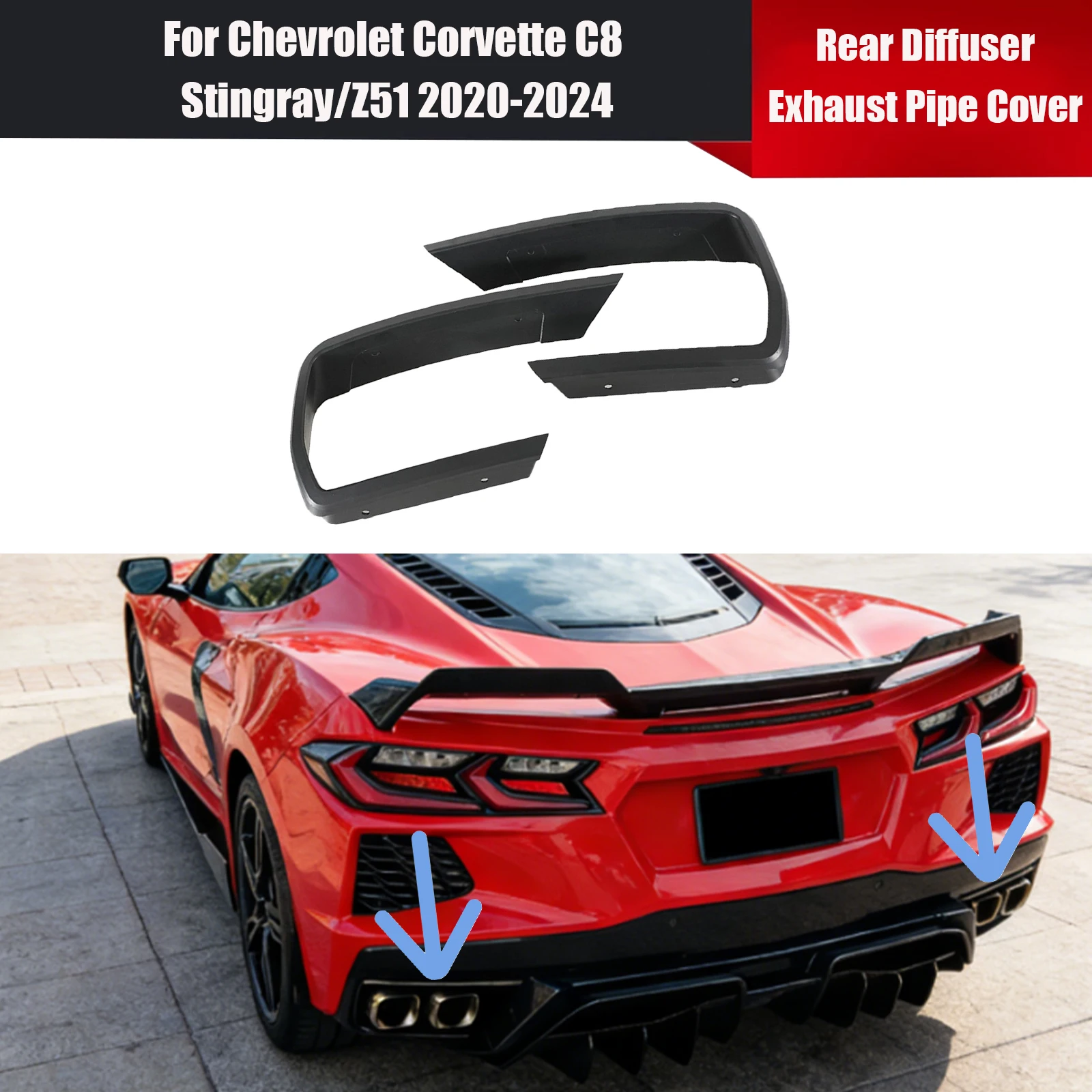 Для Chevrolet Corvette C8 Stingray/Z51 2020-2024: Накладка на выхлопную трубу заднего диффузора, глянцевая черная, аксессуары, элементы обвеса кузова
Для Chevrolet Corvette C8 Stingray/Z51 2020-2024: Накладка на выхлопную трубу заднего диффузора, глянцевая черная, аксессуары, элементы обвеса кузова