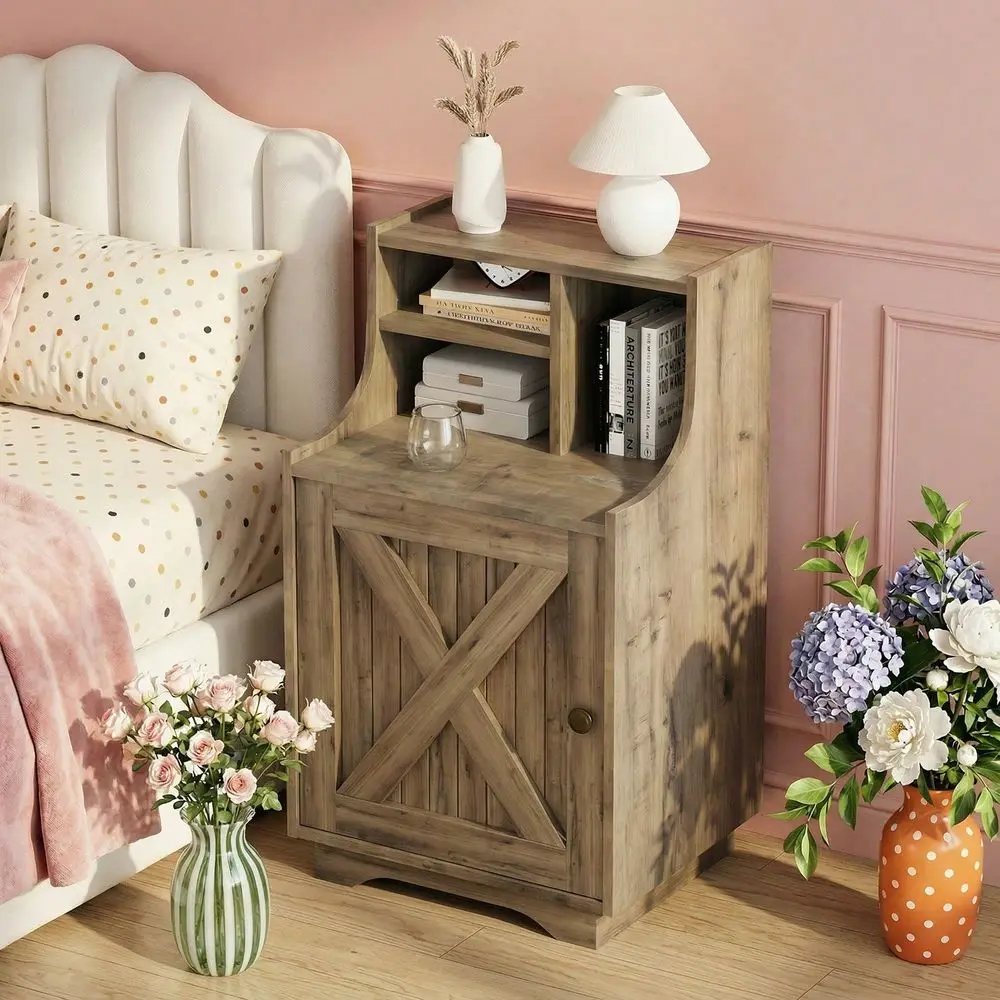 Nightstand With Storage Shelves, Side Table, Bedroom Furniture, Barn Door Side Table For Small Spaces, Bedroom, Living Room Ent
Nightstand With Storage Shelves, Side Table, Bedroom Furniture, Barn Door Side Table For Small Spaces, Bedroom, Living Room Ent