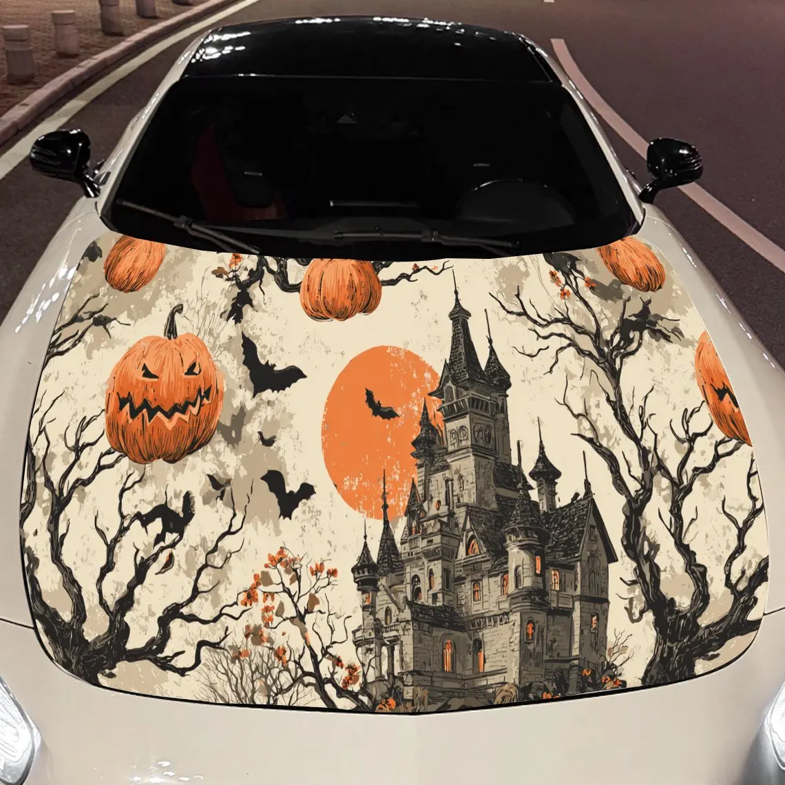 Vintage Halloween Haunted House and Punpkin Car Engine Hood Sticker, Auto Vinyl Wraps, Waterproof Self-adhesive Vehicle Decal, D
Vintage Halloween Haunted House and Punpkin Car Engine Hood Sticker, Auto Vinyl Wraps, Waterproof Self-adhesive Vehicle Decal, D