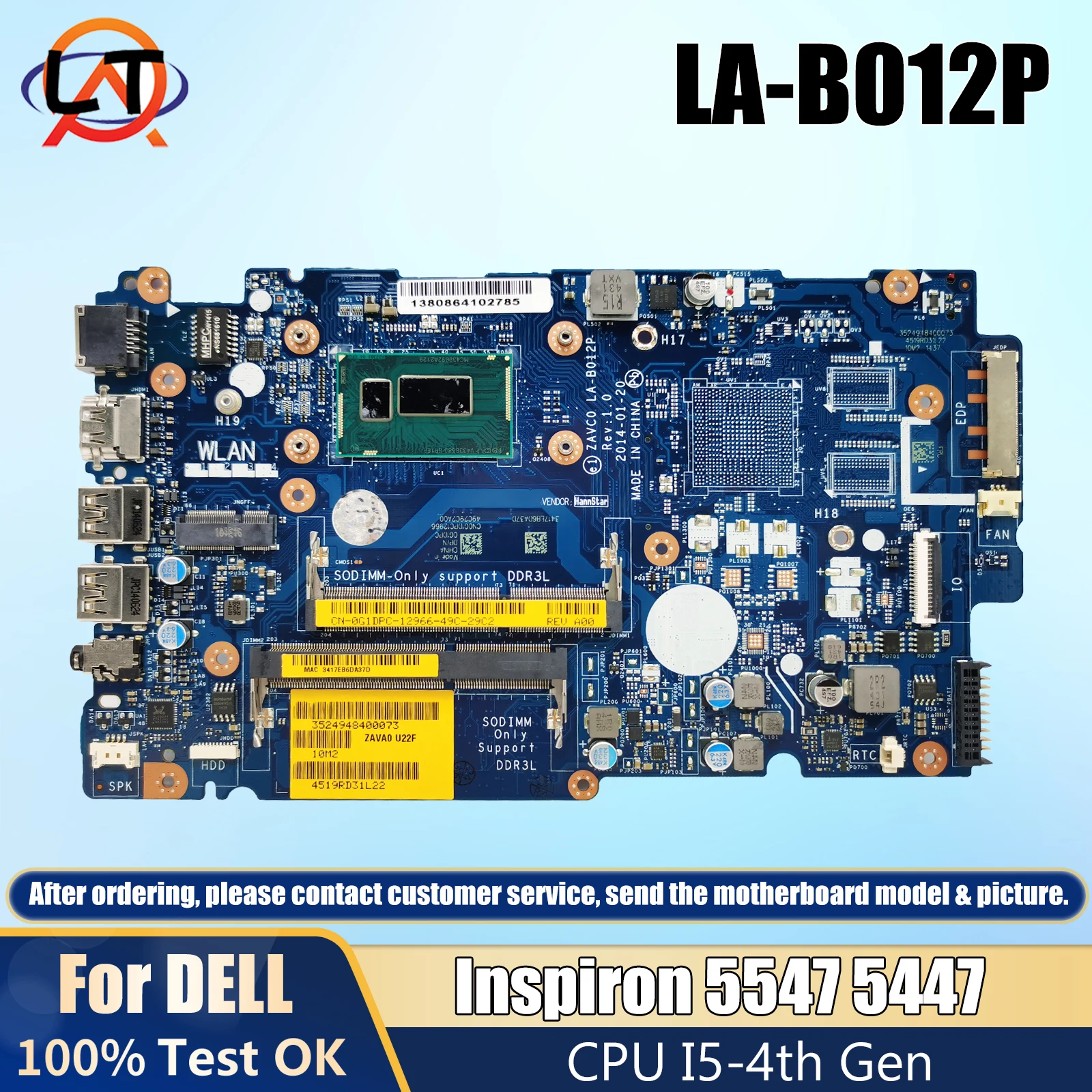 Материнская плата для ноутбука DELL Inspiron 5447 5547, LA-B012P 216-0858020, 2 ГБ DDR3L I3 I5 I7, материнская плата для ноутбука, протестирована
Материнская плата для ноутбука DELL Inspiron 5447 5547, LA-B012P 216-0858020, 2 ГБ DDR3L I3 I5 I7, материнская плата для ноутбука, протестирована