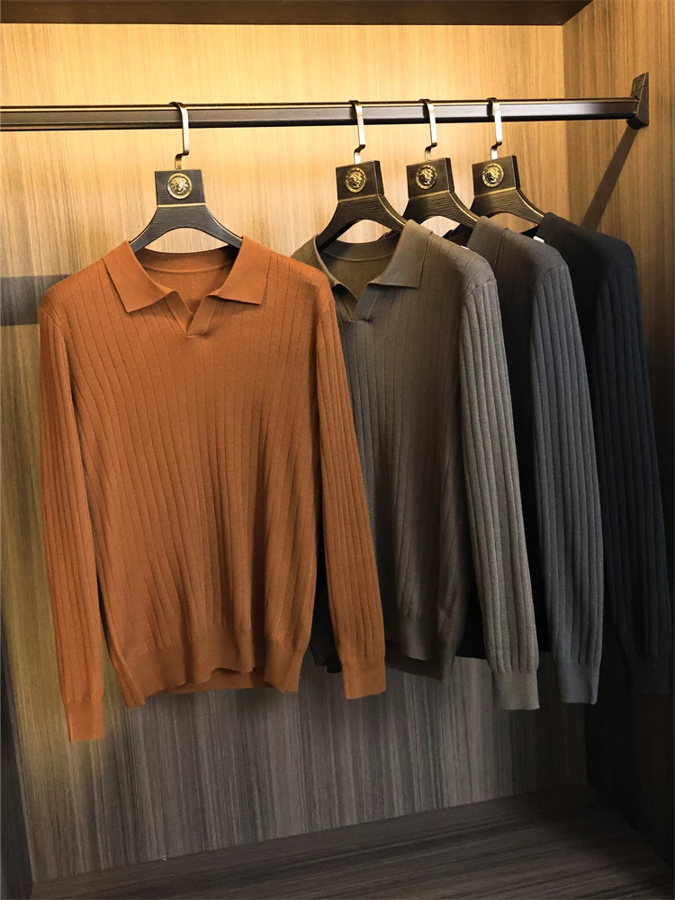 Soft And Fine Knitted irt for Men Pure Color Luxury Versatile High End Simple Autumn Faion Urban Sle Long Sve Youth
Soft And Fine Knitted irt for Men Pure Color Luxury Versatile High End Simple Autumn Faion Urban Sle Long Sve Youth