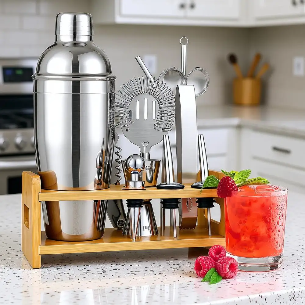 Cocktail Shaker Set Bartender Kit, 15Pcs Bartender Shaker Set, 304 Stainless Steel Shaker and Strainer, Bar Tool Set with Bamboo
Cocktail Shaker Set Bartender Kit, 15Pcs Bartender Shaker Set, 304 Stainless Steel Shaker and Strainer, Bar Tool Set with Bamboo