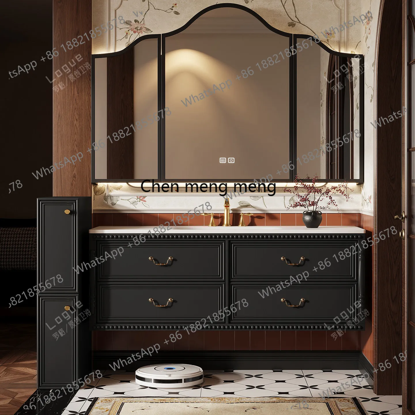 Oak French retro bathroom cabinet combination washbasin cabinet integrated basin side cabinet
Oak French retro bathroom cabinet combination washbasin cabinet integrated basin side cabinet