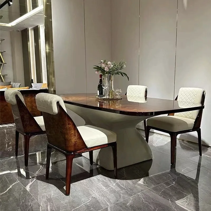 Italian light luxury Bentley dining table and chair combination size apartment living room villa dining room rectangular solid
Italian light luxury Bentley dining table and chair combination size apartment living room villa dining room rectangular solid