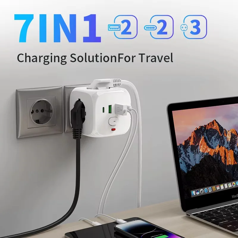 Power Strip Wall Socket electrical outl with 3 AC Outlets 2 USB Ports And 2Type C 7-in-1 EU Plug Charger On/Off Switch for Home
Power Strip Wall Socket electrical outl with 3 AC Outlets 2 USB Ports And 2Type C 7-in-1 EU Plug Charger On/Off Switch for Home