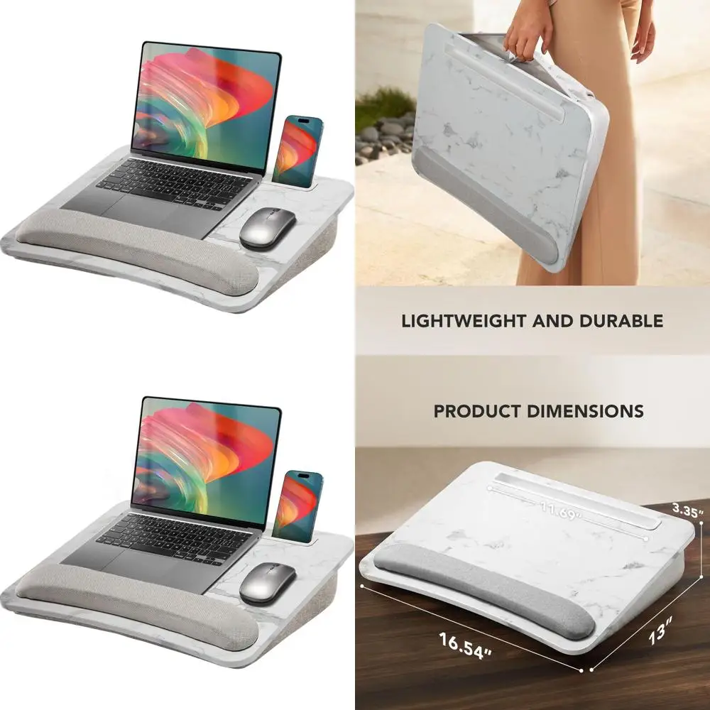 Portable Cushioned Lap Desk for 15.6 Laptops with Anti-Slip and Storage, Ideal for Home and Office Use
Portable Cushioned Lap Desk for 15.6 Laptops with Anti-Slip and Storage, Ideal for Home and Office Use