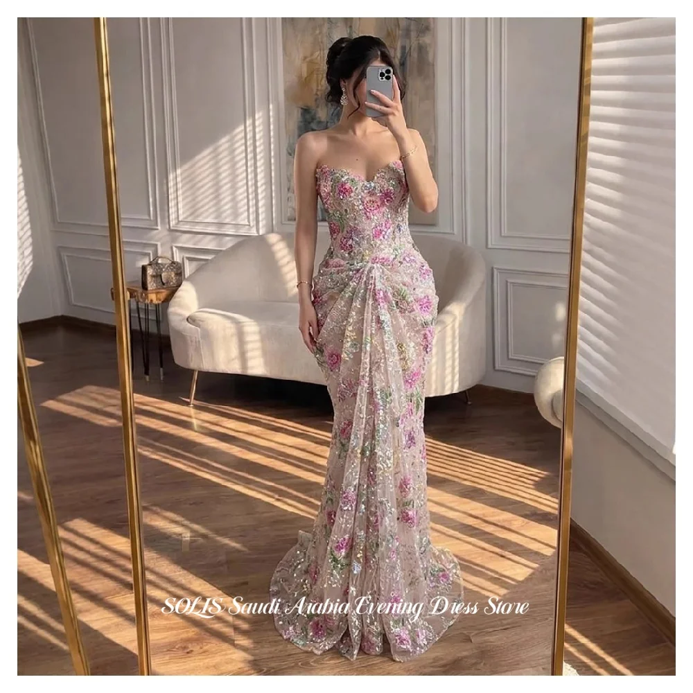 SOLIS Floral Strapless Prom Dress Sequin Embellished Mermaid Evening Dress Elegant SheeSr Tulle Party Gown فساتين سهرة Customize
SOLIS Floral Strapless Prom Dress Sequin Embellished Mermaid Evening Dress Elegant SheeSr Tulle Party Gown فساتين سهرة Customize