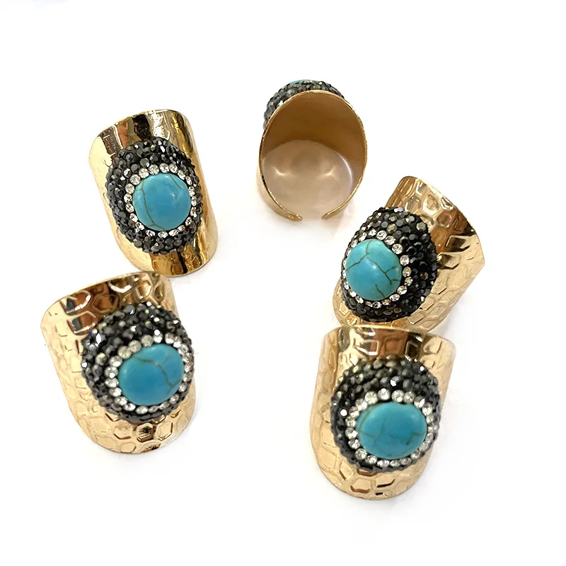 Handmade genuine natural turquoise point stone ring, round turquoise point crystal package opening adjustable ring
Handmade genuine natural turquoise point stone ring, round turquoise point crystal package opening adjustable ring