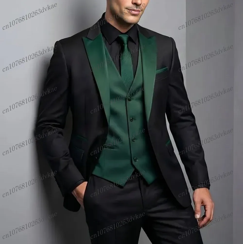 New Black And Green Men Suit Wedding Party Formal Groom Groomsman Prom Business Male Tuxedos 3 Piece Set Jacket Vest Pants
New Black And Green Men Suit Wedding Party Formal Groom Groomsman Prom Business Male Tuxedos 3 Piece Set Jacket Vest Pants