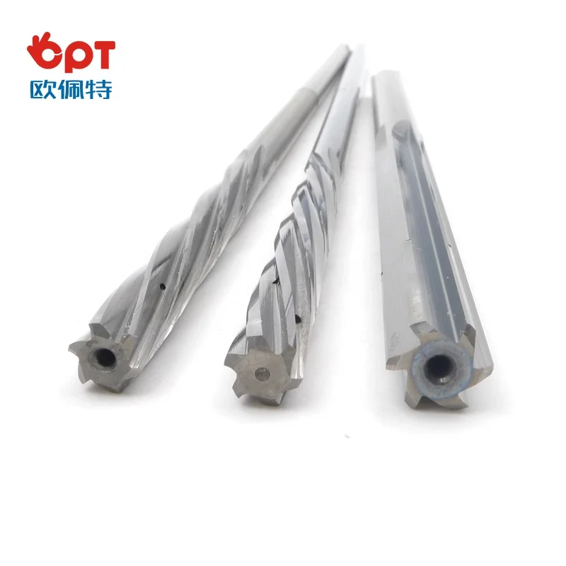 Solid Carbide Spiral Flute Gun Reamer with Internal Coolant
Solid Carbide Spiral Flute Gun Reamer with Internal Coolant