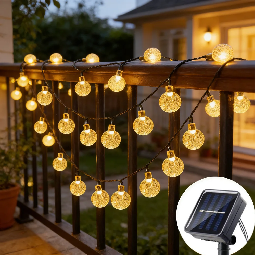 Outdoor LED Crystal Globe Lights Solar Festoon Fairy Light Solar Garden String Light for Wedding Party Christmas yard Decoration
Outdoor LED Crystal Globe Lights Solar Festoon Fairy Light Solar Garden String Light for Wedding Party Christmas yard Decoration