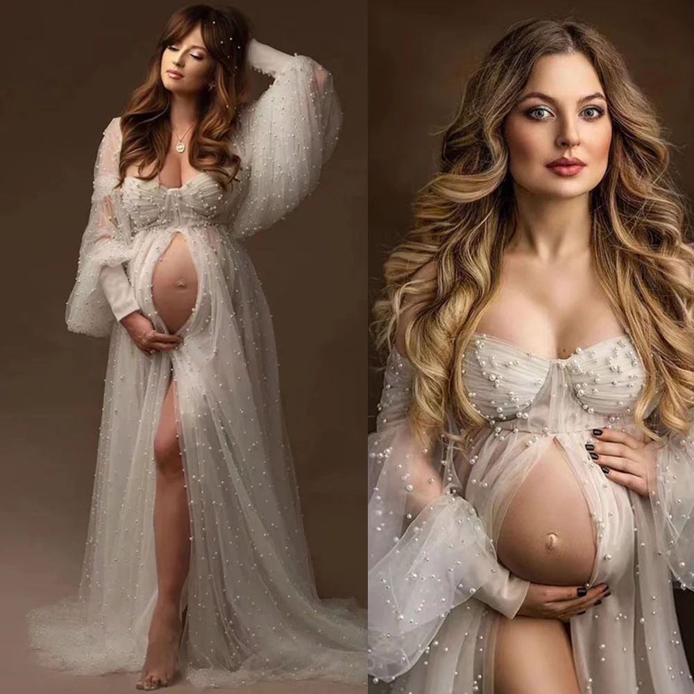 Generous Nightgown Maternity Gown for Photography Off-Shoulder Sweetheart Bridesmaid Gown Pearls Pregnancy Wear Customized
Generous Nightgown Maternity Gown for Photography Off-Shoulder Sweetheart Bridesmaid Gown Pearls Pregnancy Wear Customized