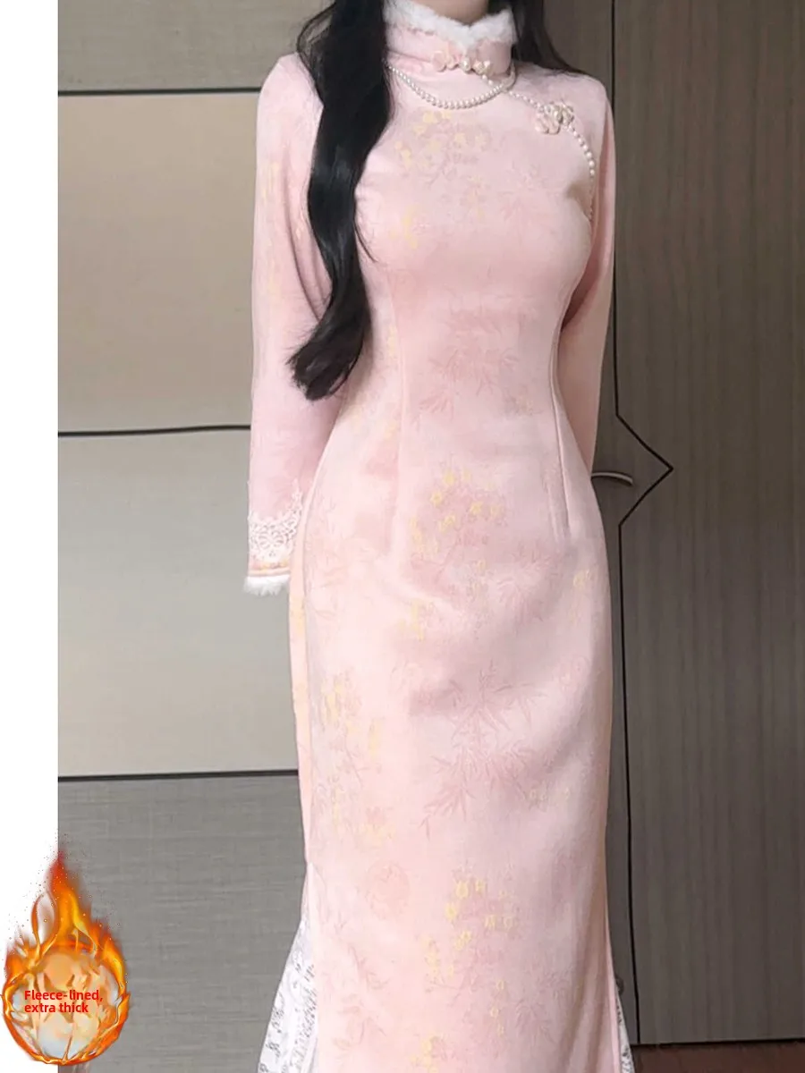Retro Versatile Winter New Sle Pink Ele Chinese Warm Fce Lined Ladylike Quali Polyester Fiber Long Sve
Retro Versatile Winter New Sle Pink Ele Chinese Warm Fce Lined Ladylike Quali Polyester Fiber Long Sve