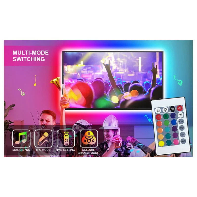 ABDJ-LED Strip Lights 5M RGB Flexible Light With 44-Key Remote Control For Christmas For Home Holiday Decoration
ABDJ-LED Strip Lights 5M RGB Flexible Light With 44-Key Remote Control For Christmas For Home Holiday Decoration