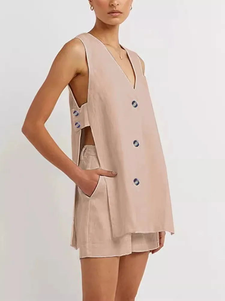 Summer New Women's Pure Cotton Sleeveless Shorts Pajamas Two-piece Set Sexy V-neck Fashionable Comfortable Home Wear
Summer New Women's Pure Cotton Sleeveless Shorts Pajamas Two-piece Set Sexy V-neck Fashionable Comfortable Home Wear