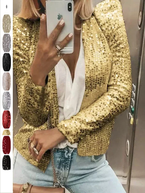 iny Sequined ort Coat Long Sve Women's Jaet Street Sle Polyester Fiber Cardigan Regular Length Spring Season
iny Sequined ort Coat Long Sve Women's Jaet Street Sle Polyester Fiber Cardigan Regular Length Spring Season